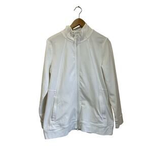 T by Talbots White Zip Up Cotton Blend Athletic Jacket Athleisure Size Large